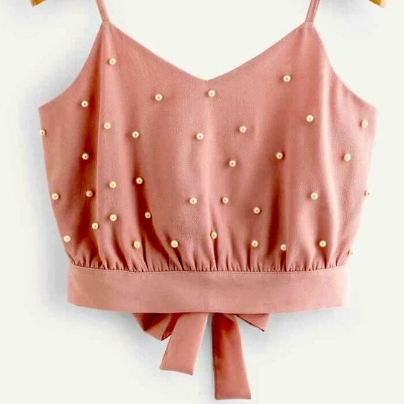 Vintage Tops - Pastel Pink Pearl Crop Top [2/$40]